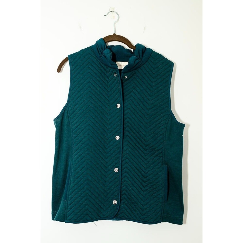 Chico's Quilted Vest 1 M Blue‎ Gorp Casual